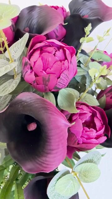 Pæon bundt, 48cm, lilla, kunstige blomster   video thumbnail